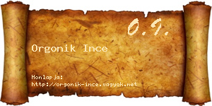 Orgonik Ince névjegykártya
